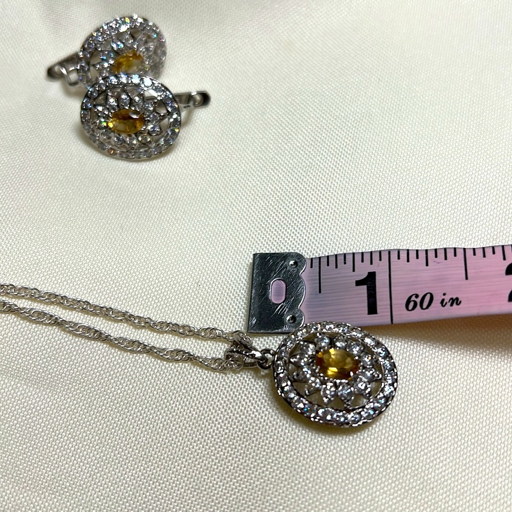Yellow citrine original stone & American diamonds 925 mark silver jewelry #291 - Picture 13 of 15